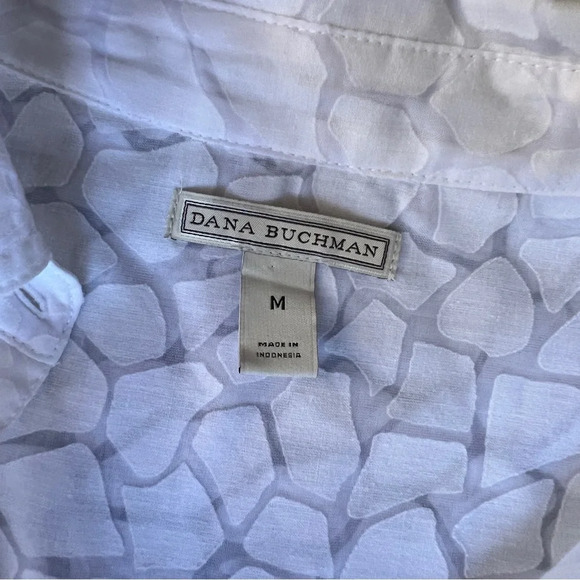 Dana Buchman Sheer Patterned White Button Down Size Medium - Picture 5 of 10